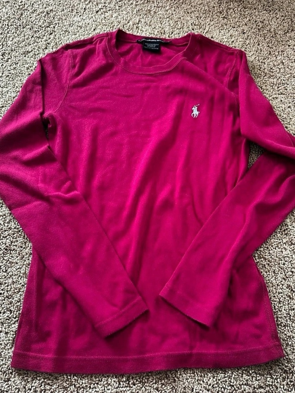 Ralph Lauren Sport Long Sleeve Crewneck Tee Pink Size Medium